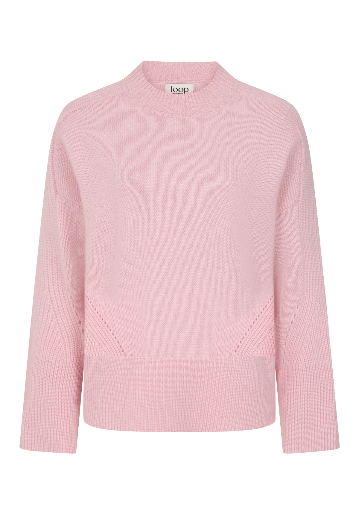 Ribbed Detail Lofty Crew Sweatshirt in Pixie Pink