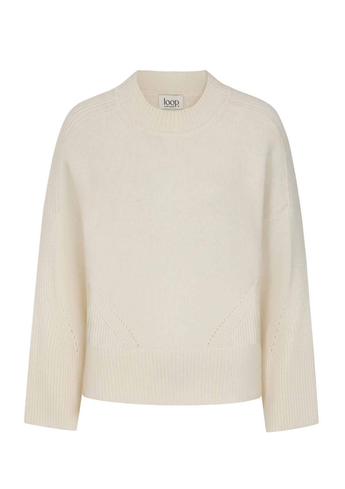 Ribbed Detail Lofty Crew Sweatshirt in Chalk White