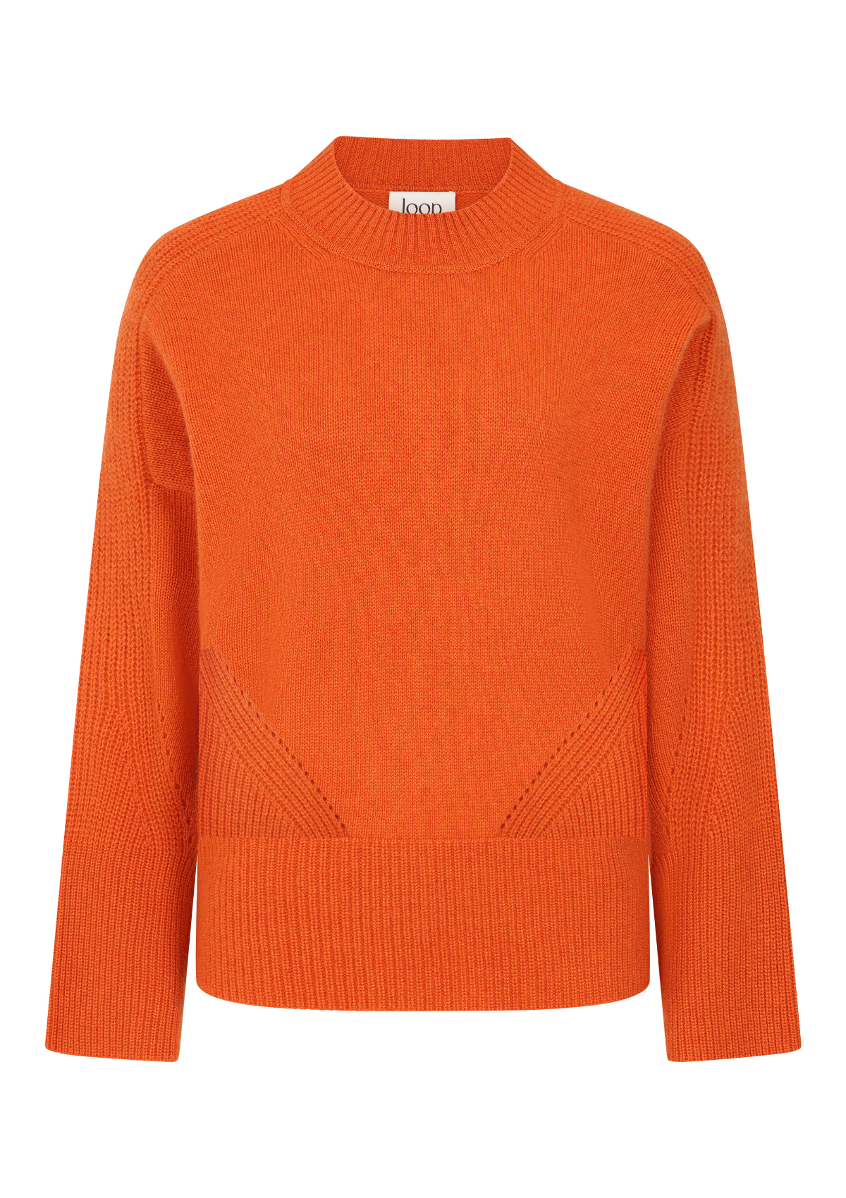 Ribbed Detail Lofty Crew Sweatshirt in Tiger Orange