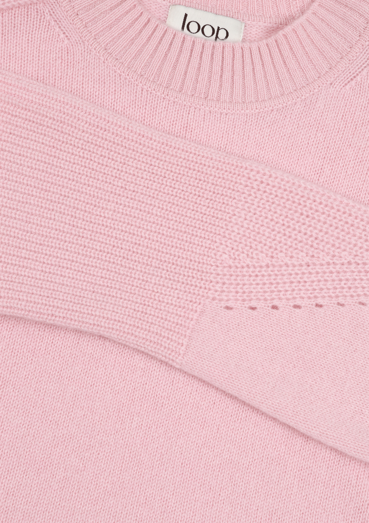 Ribbed Detail Lofty Crew Sweatshirt in Pixie Pink