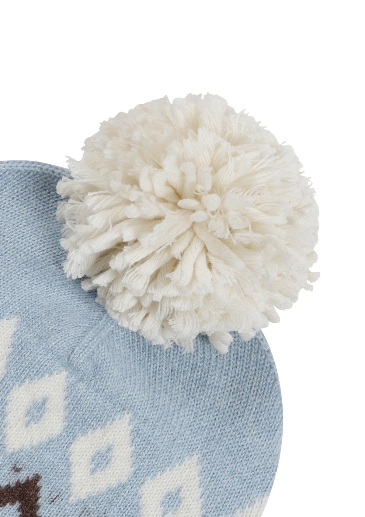 Bobble Beanie in Snow & Blue Nordic Mix