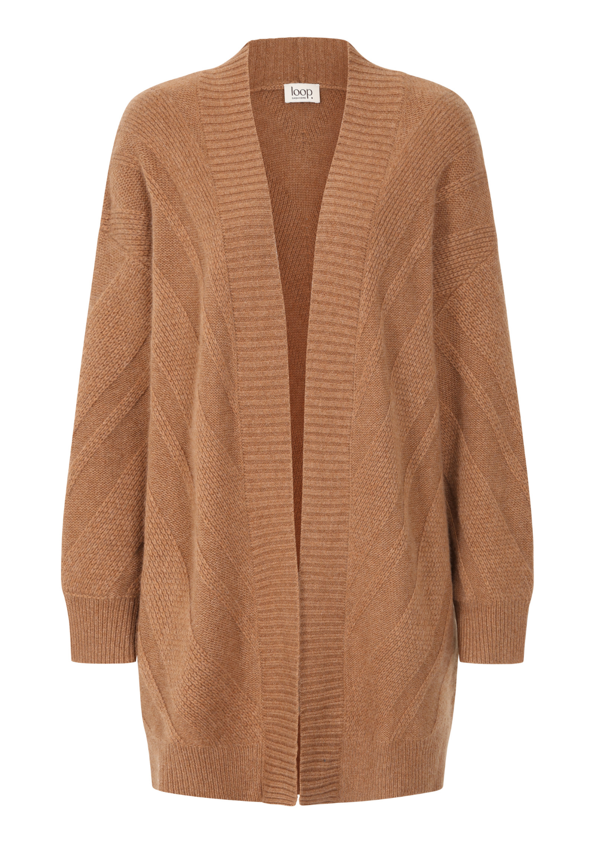 Textured Chevron Cardigan in Harvest Brown