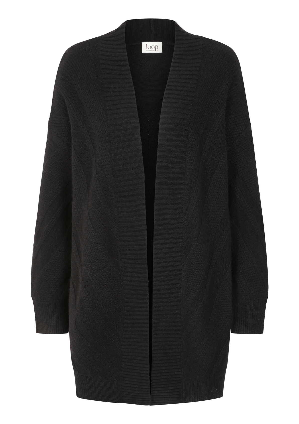 Textured Chevron Cardigan in Black