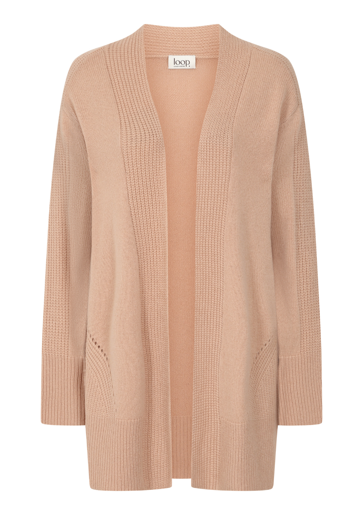 Ribbed Detail Edge to Edge Cardigan in Toffee