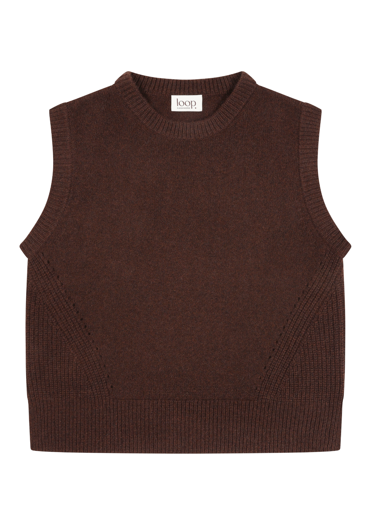 Ribbed Detail Lofty Cashmere Tank in Americano Brown
