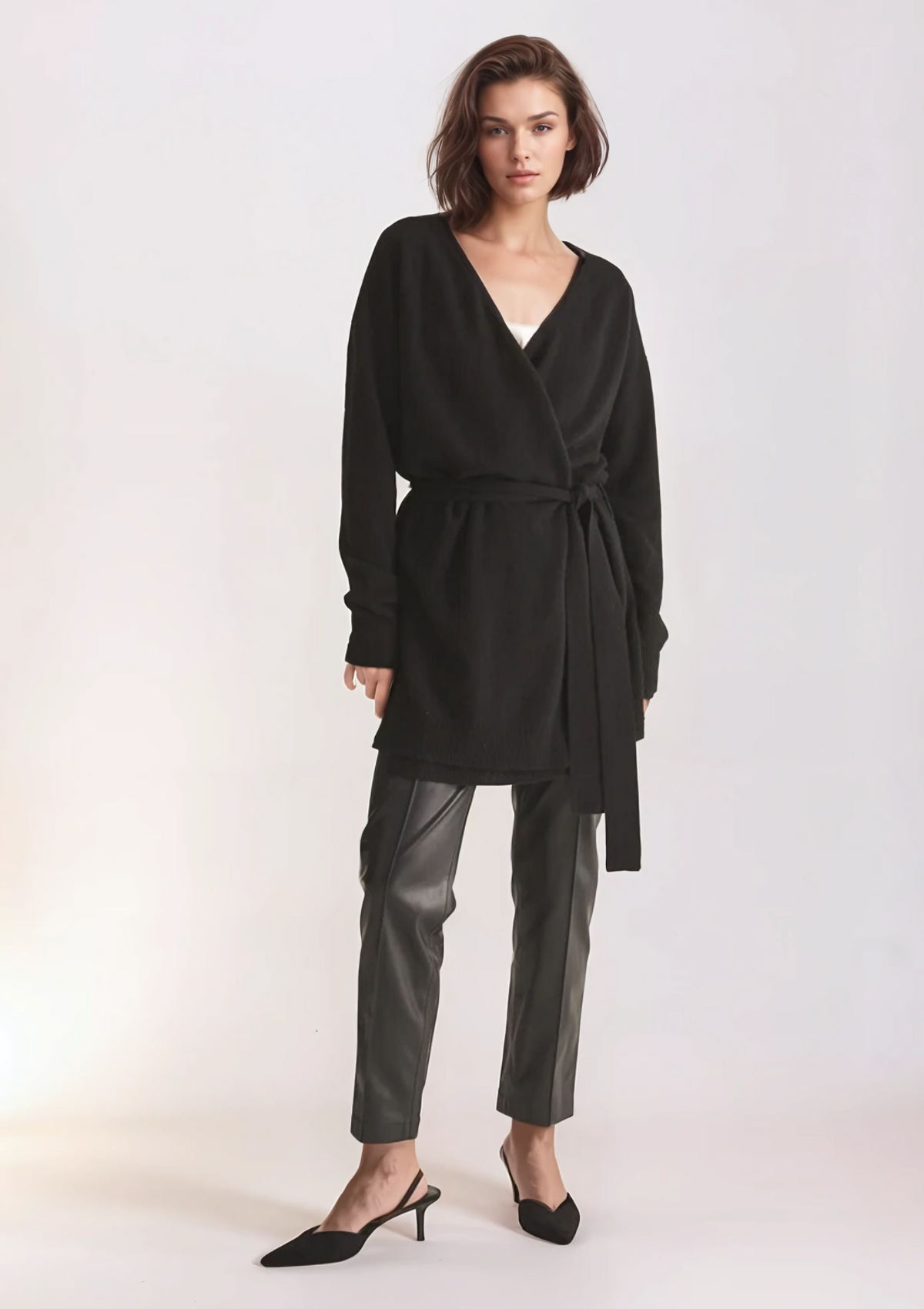 Cashmere Wrap Cardigan in Black