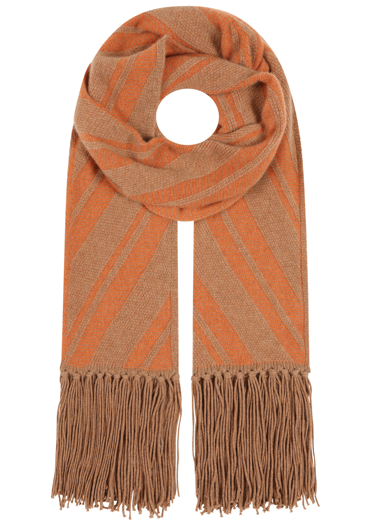 Textured Chevron Scarf in Harvest Brown & Marmalade Orange