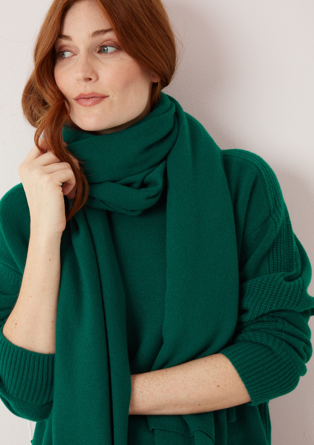 Cashmere Lofty Blanket Scarf in Arcadia Green
