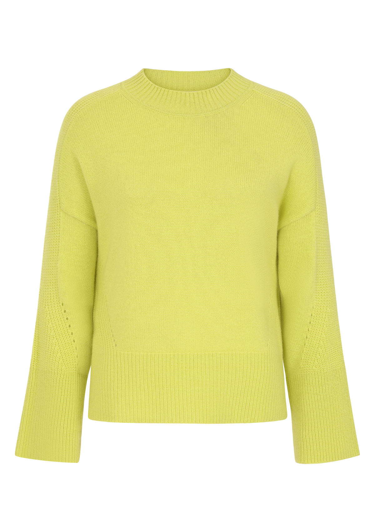 Ribbed Detail Lofty Crew Sweatshirt in Lime Green
