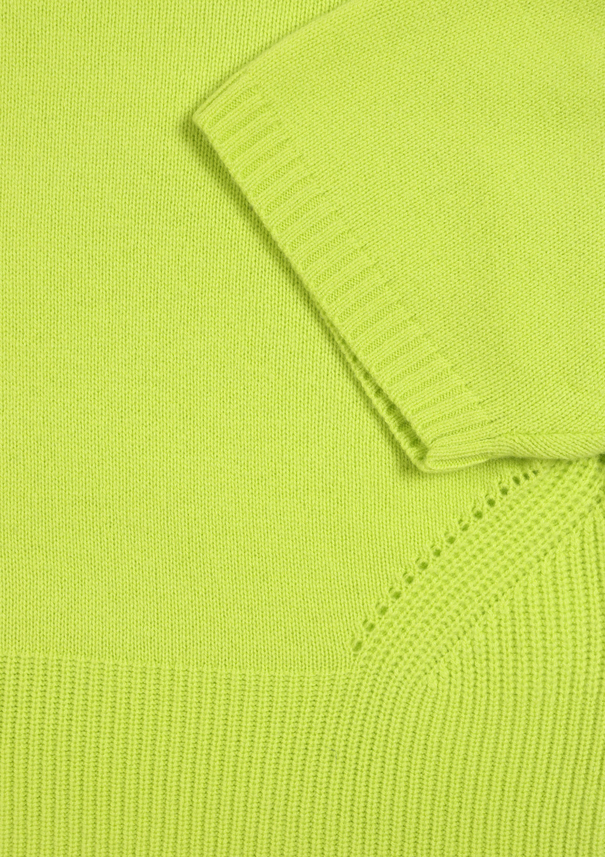 Ribbed Detail Lofty Cashmere Short-Sleeved Sweater in Citrus Green