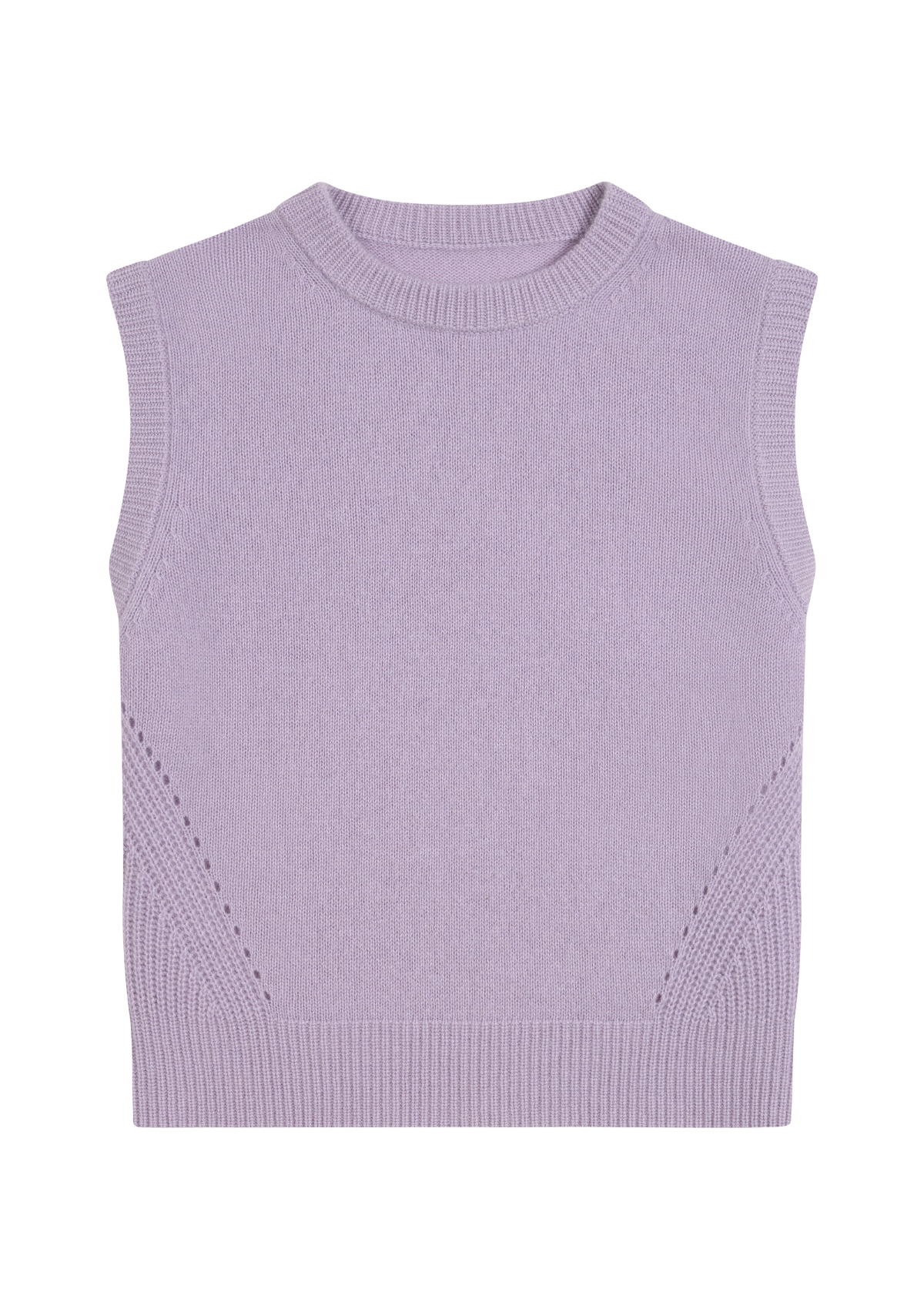 Ribbed Detail Lofty Cashmere Tank in Lilac