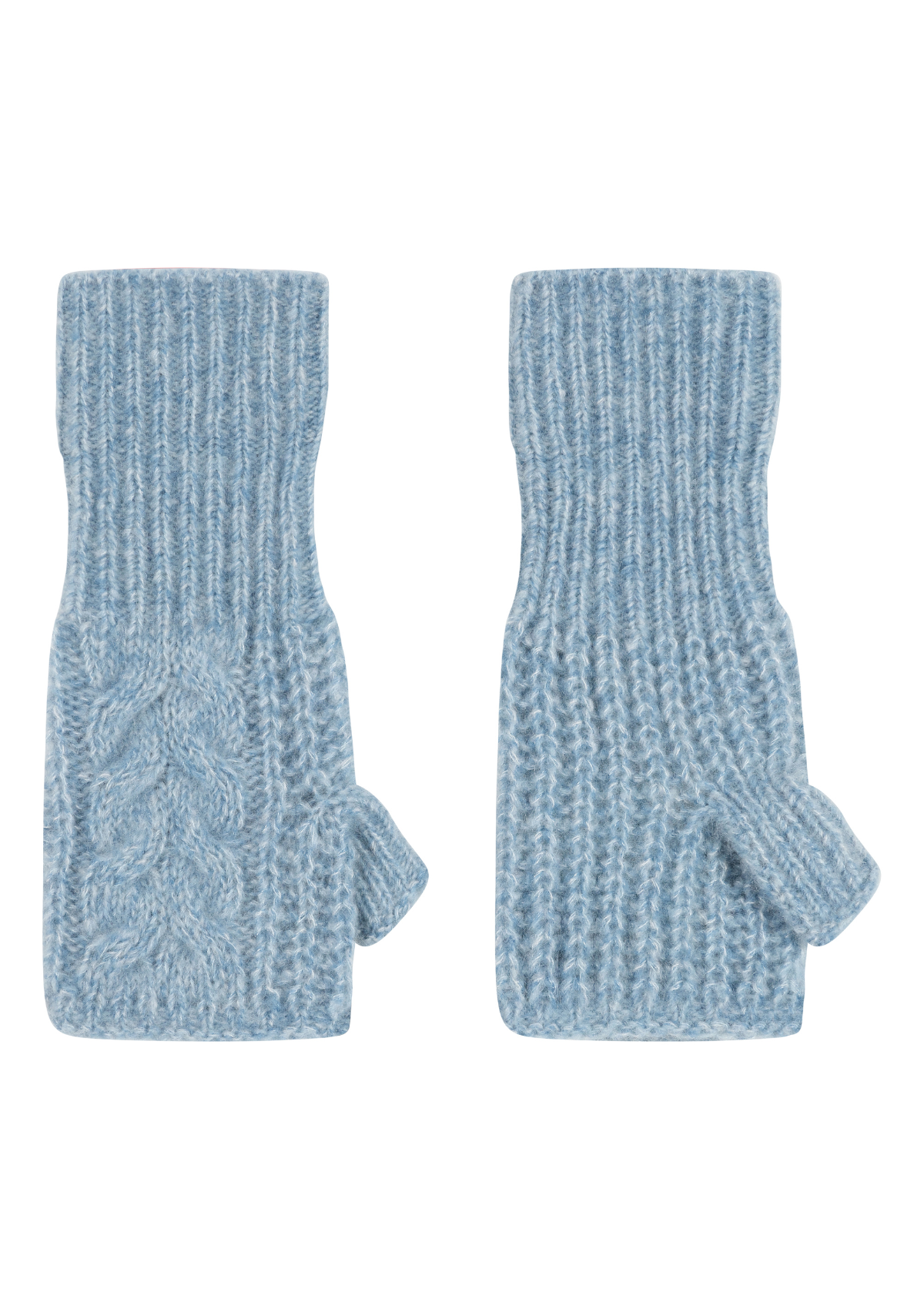 Silk & Cashmere Cable Mitt in Frosty Blue