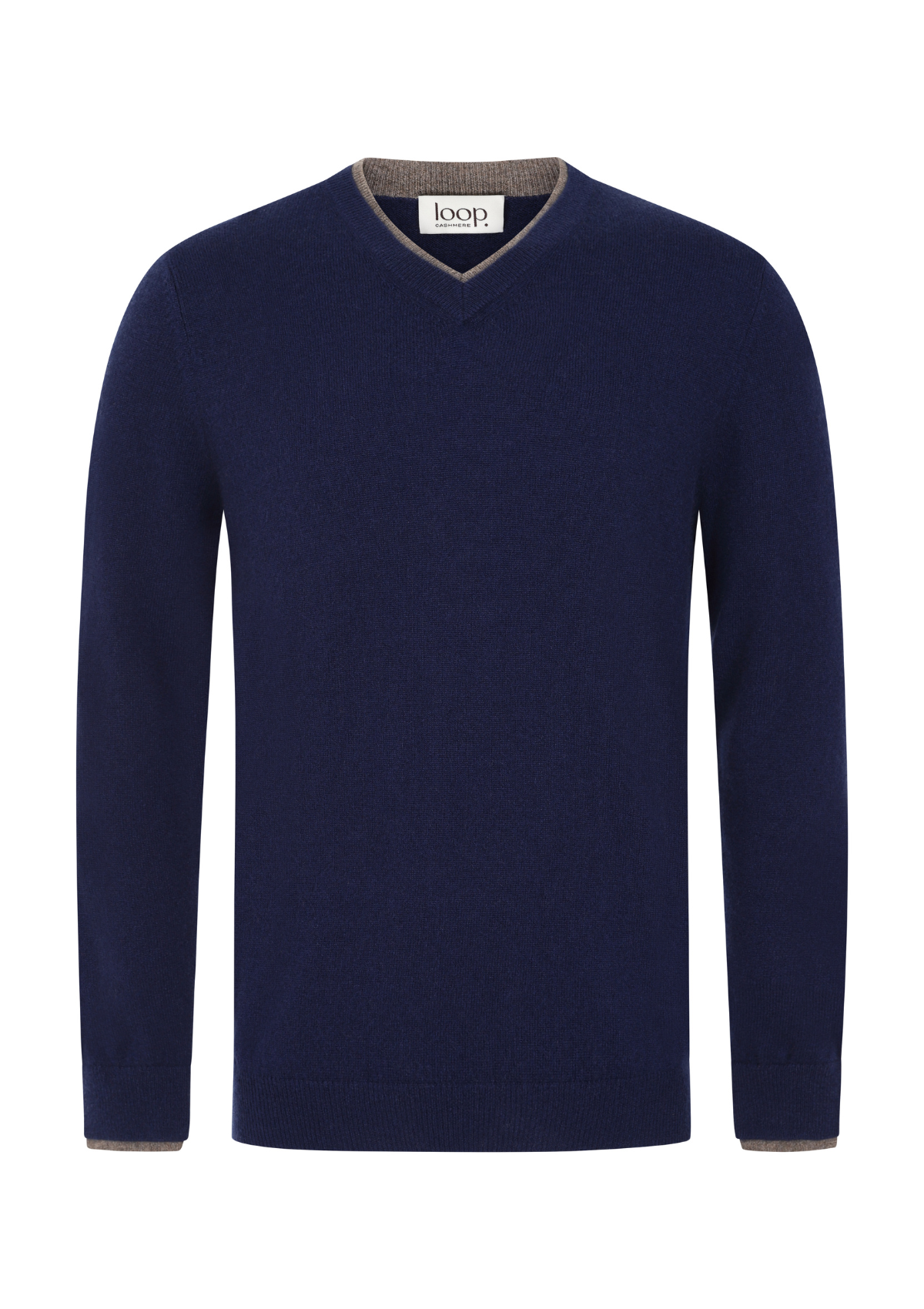 Mens Cashmere V Neck Sweater in Midnight Blue