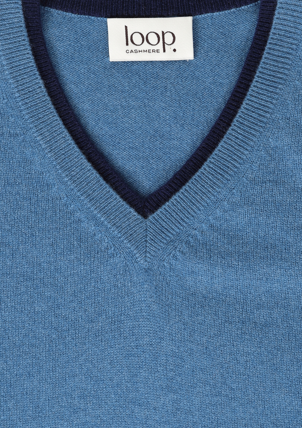 Mens Cashmere V Neck Sweater in Marina Blue