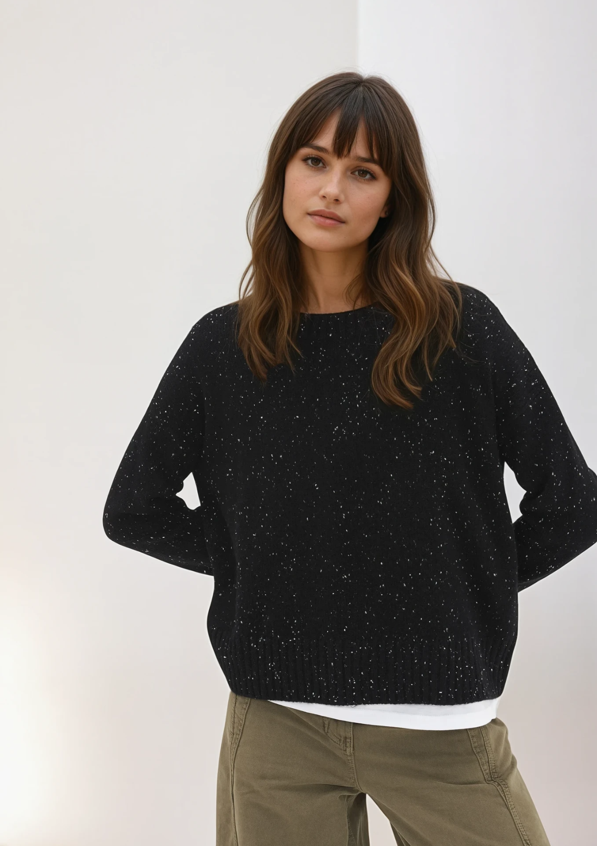 Donegal Knit Sweatshirt in Cinder Grey