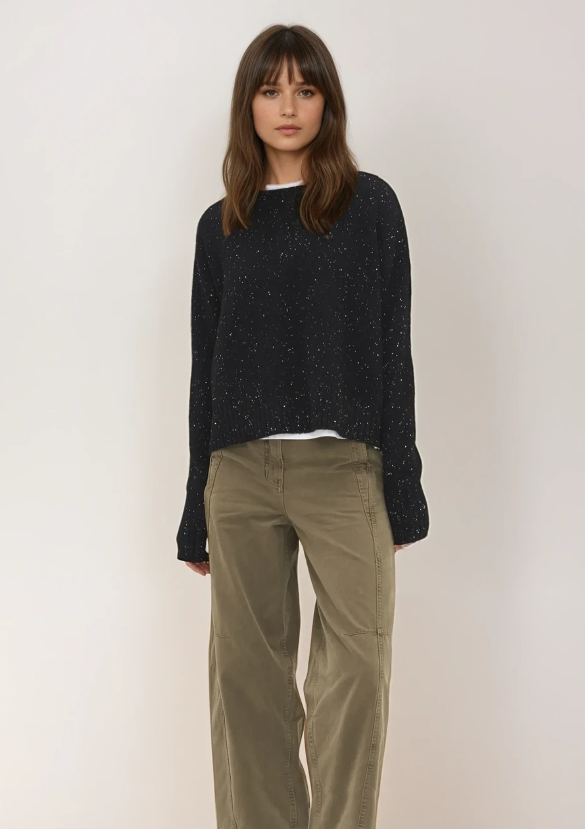 Donegal Knit Sweatshirt in Cinder Grey