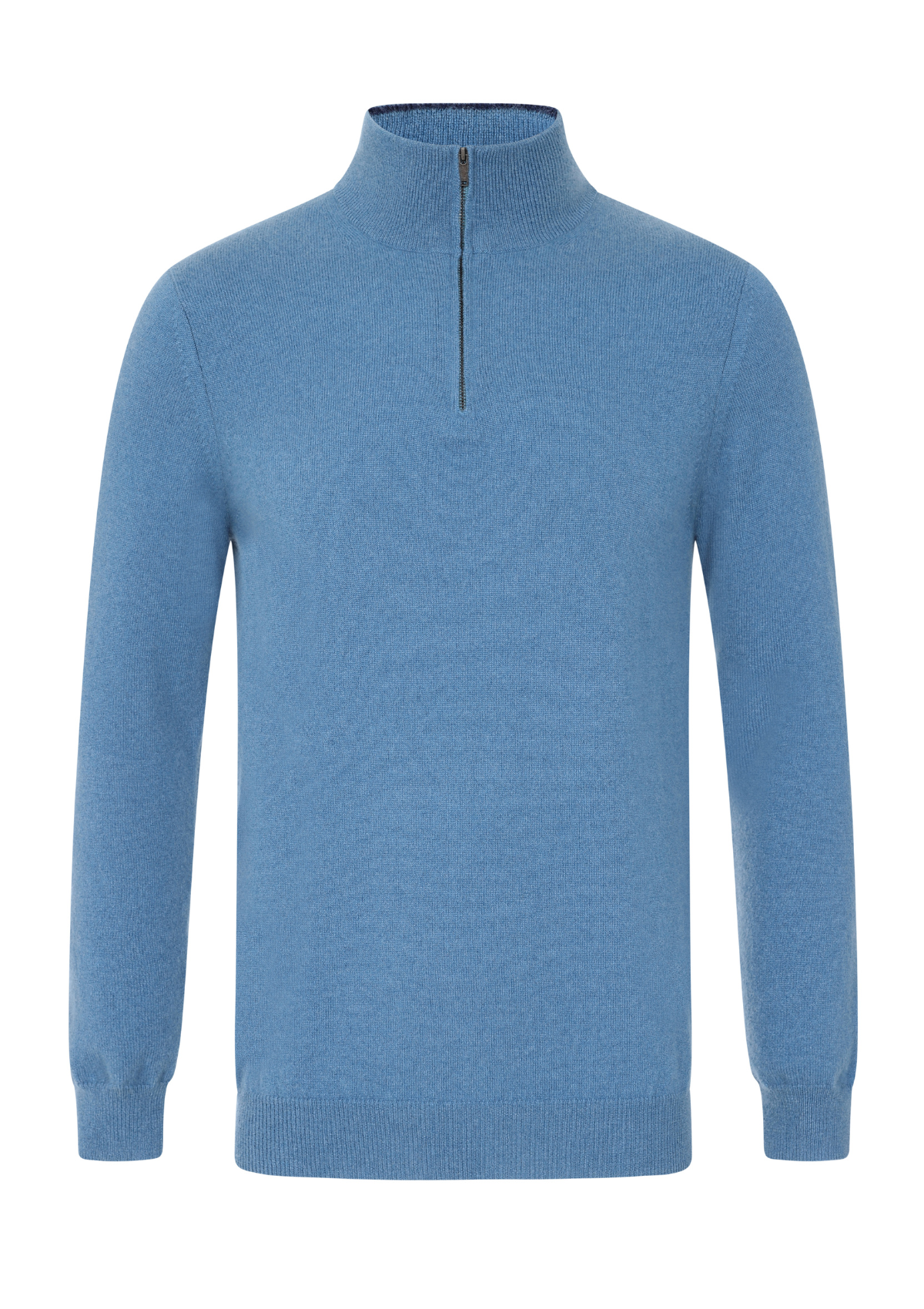 Mens Cashmere Half Zip Sweater in Marina Blue