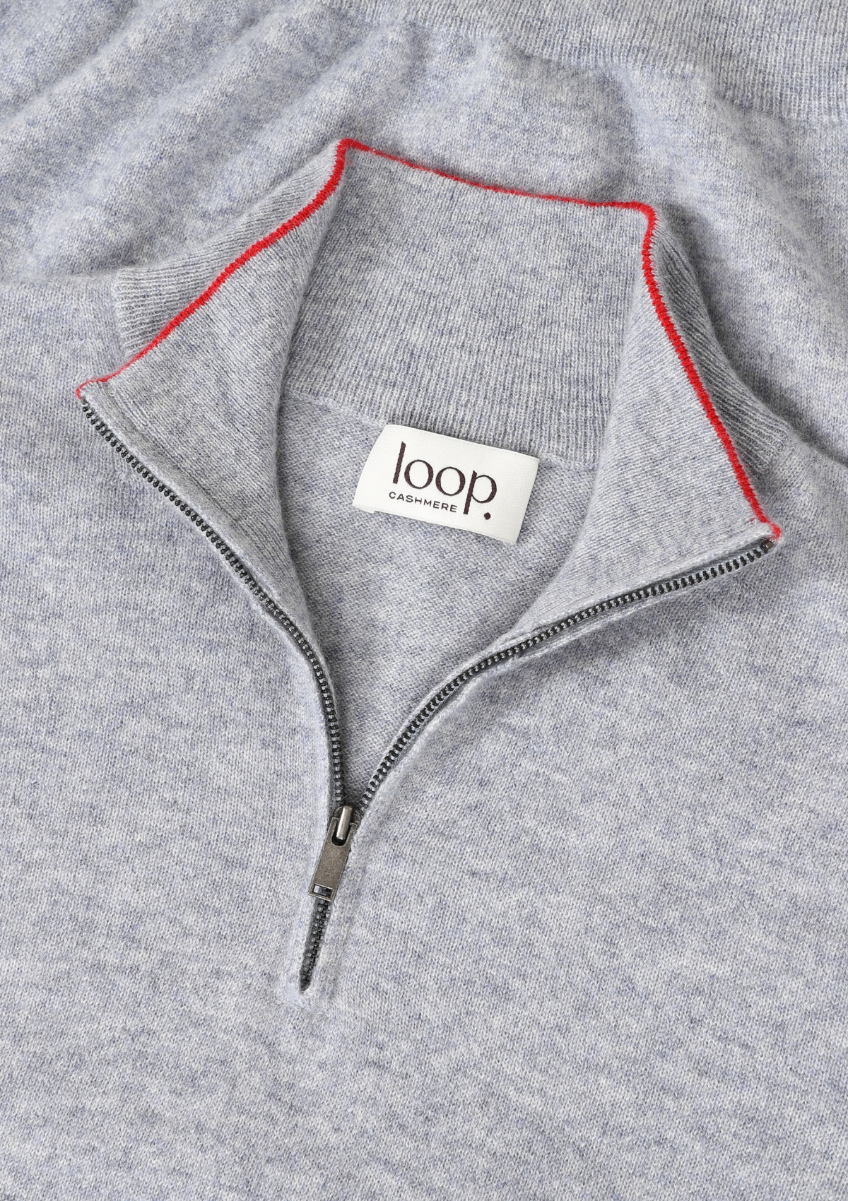 Mens Cashmere Half Zip Sweater in Quarry Grey