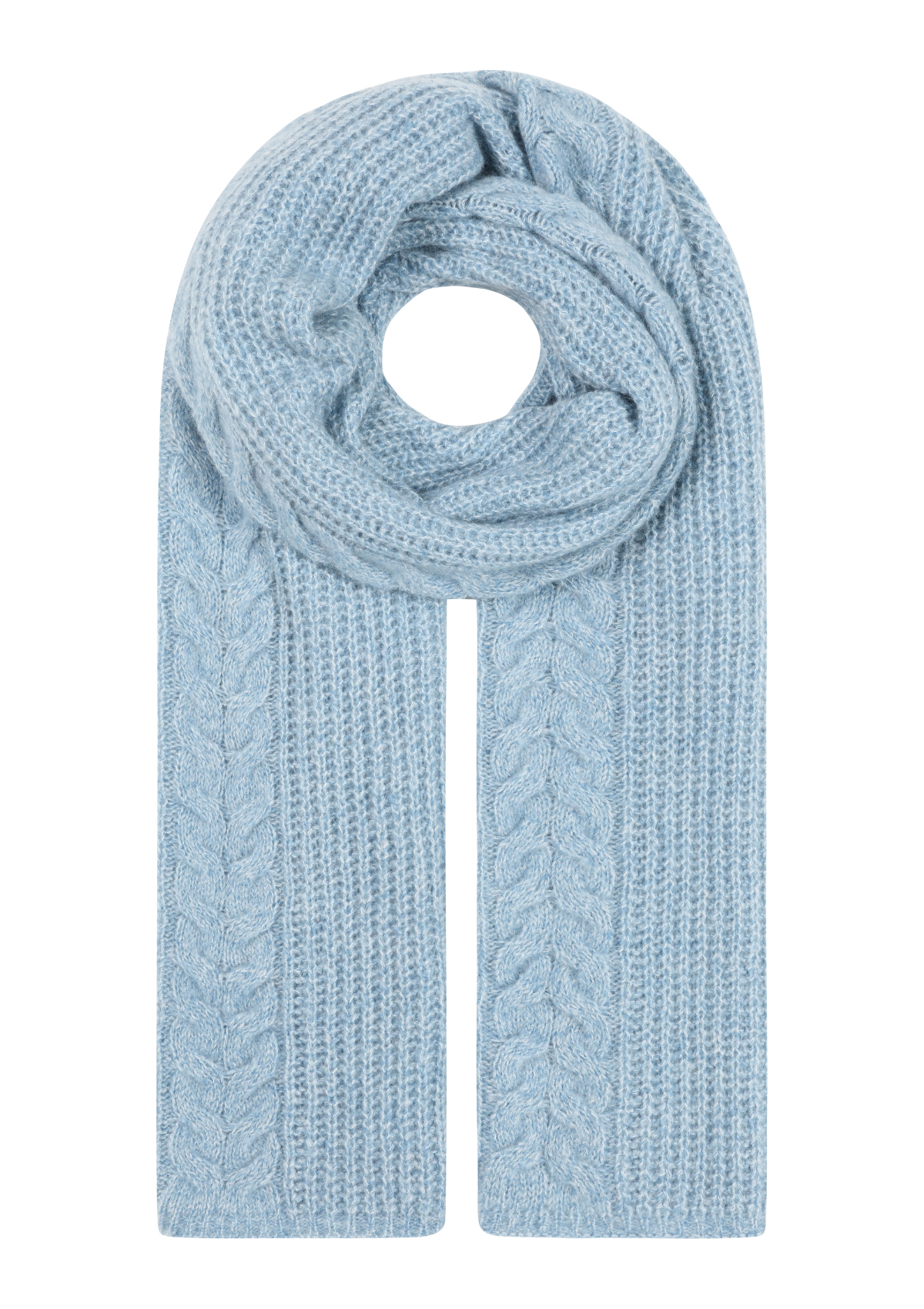 Silk & Cashmere Cable Scarf in Frosty Blue