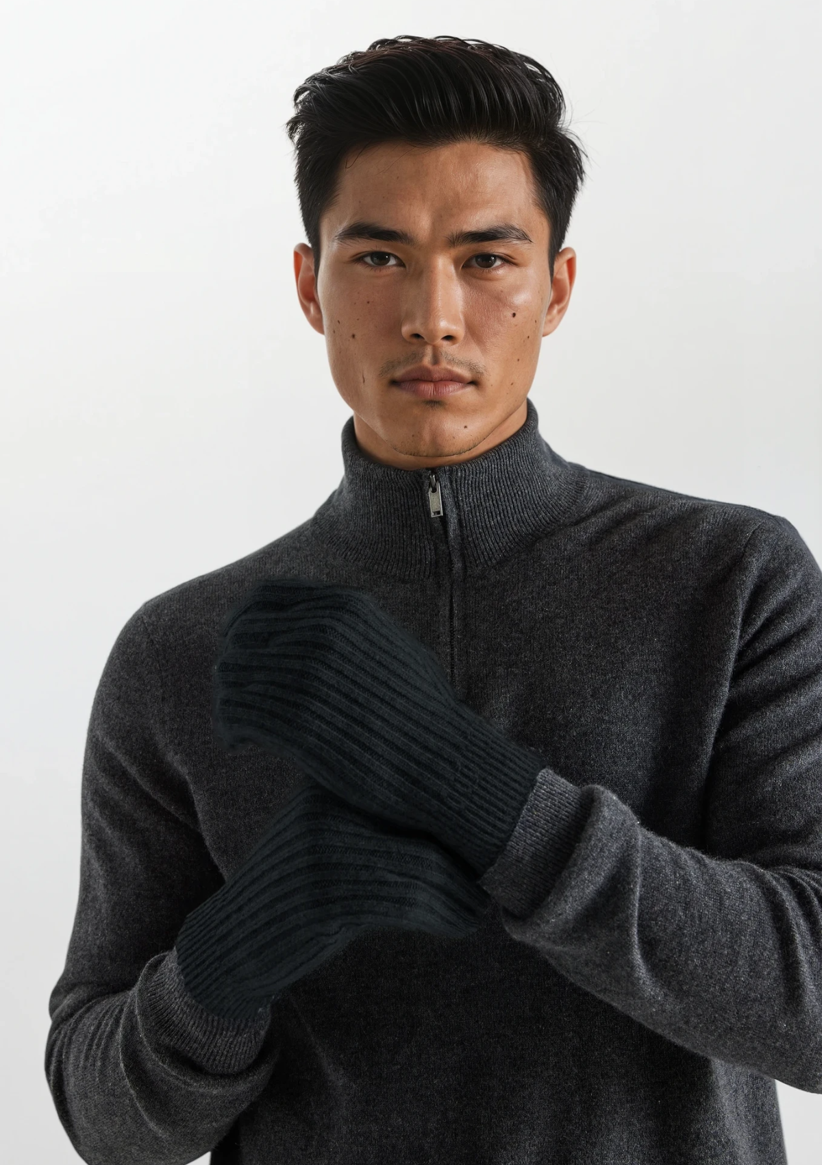 Mens Cashmere Gloves in Black