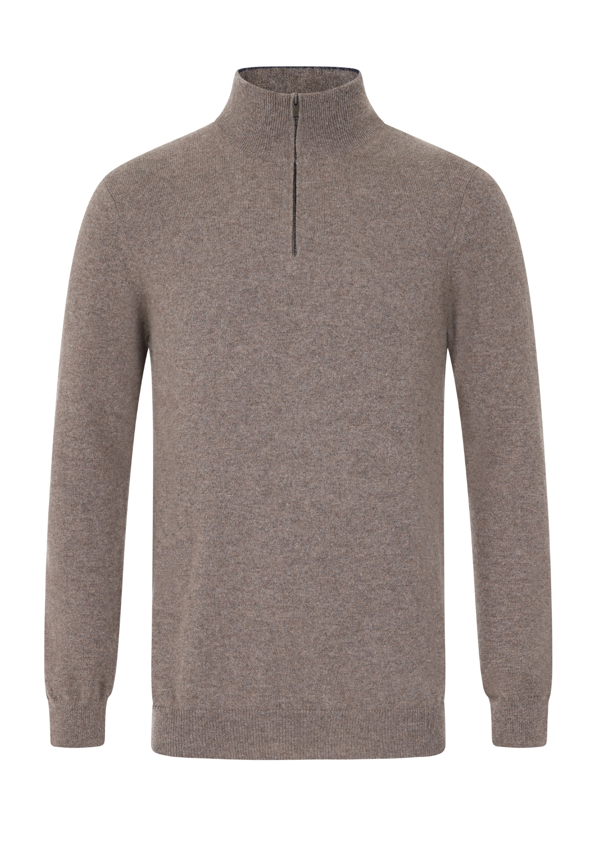 Mens Cashmere Half Zip Sweater in Otter Brown