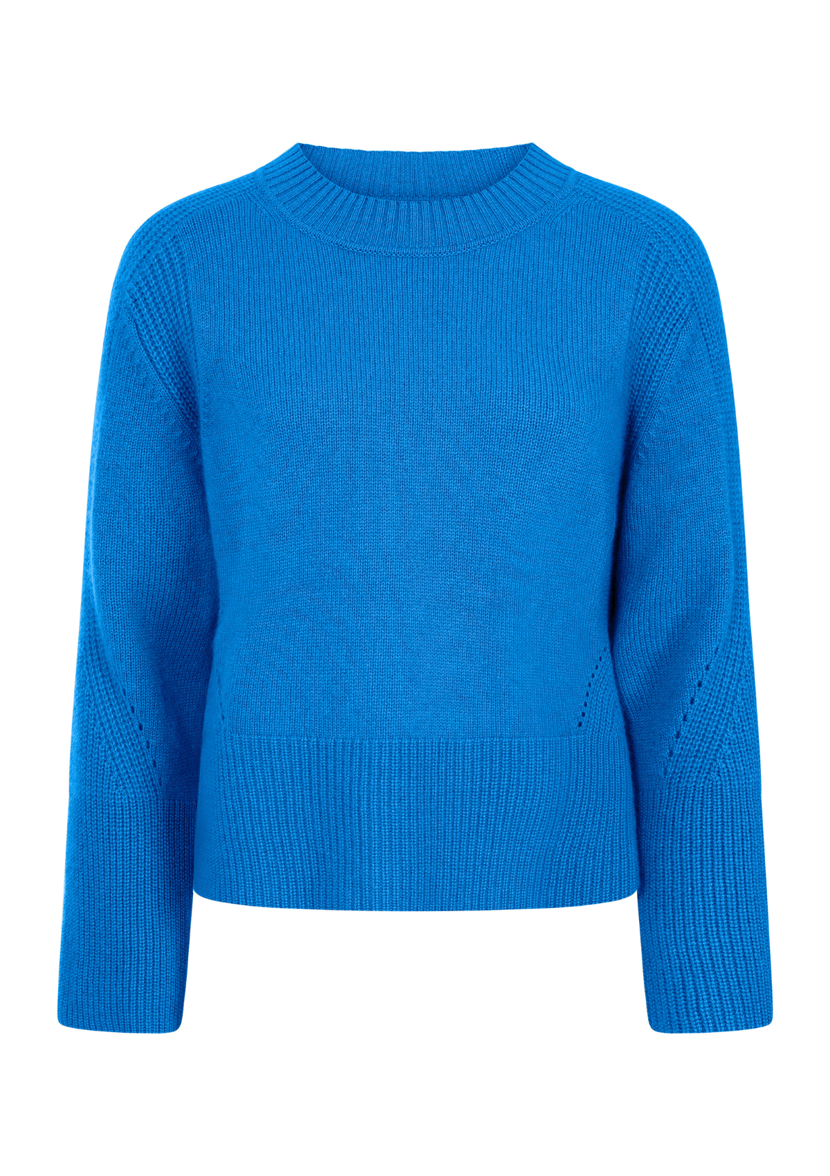 Ribbed Detail Lofty Crew Sweatshirt in Lake Blue