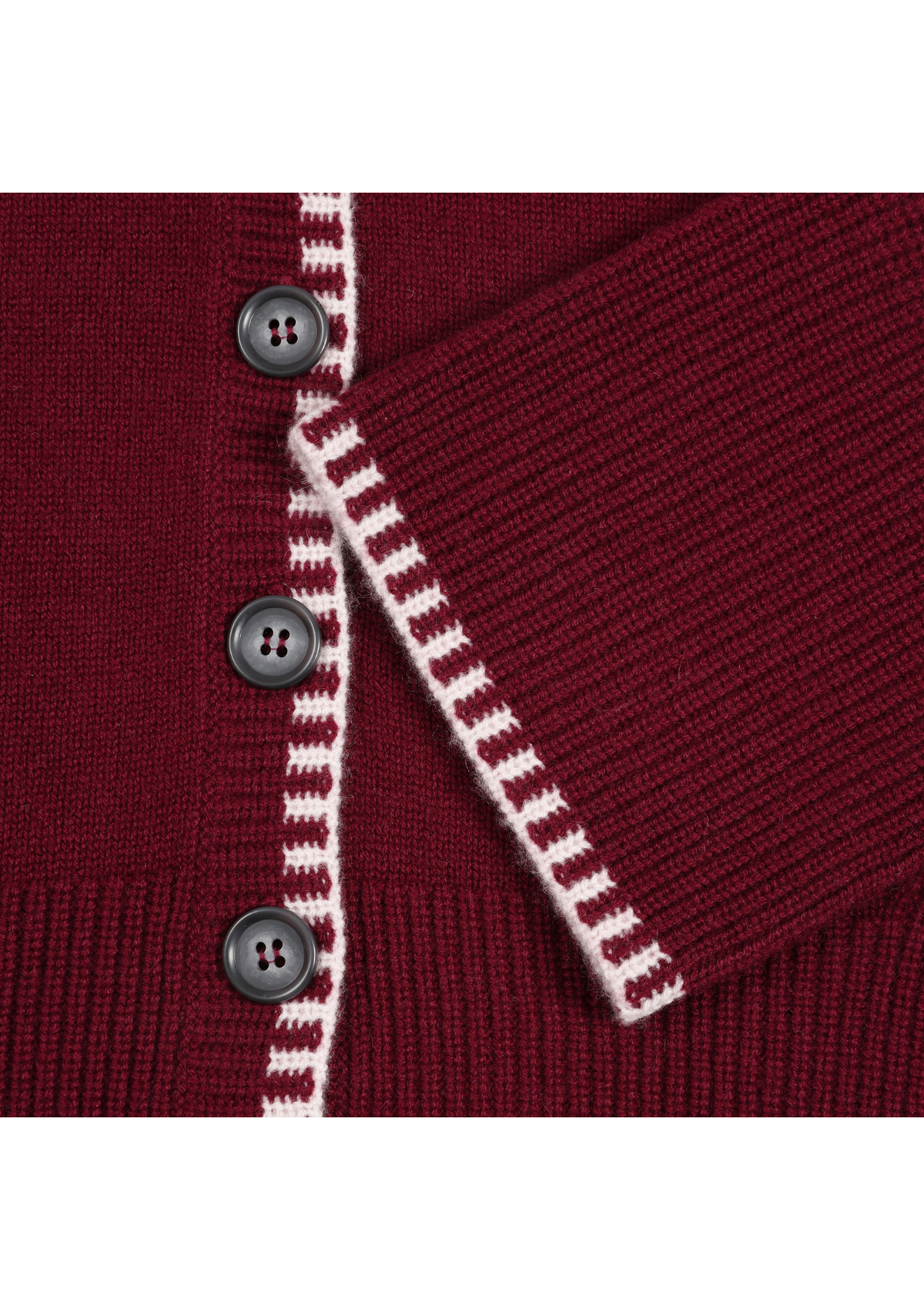 Cashmere Blanket Stitch Cardigan in Barolo Red