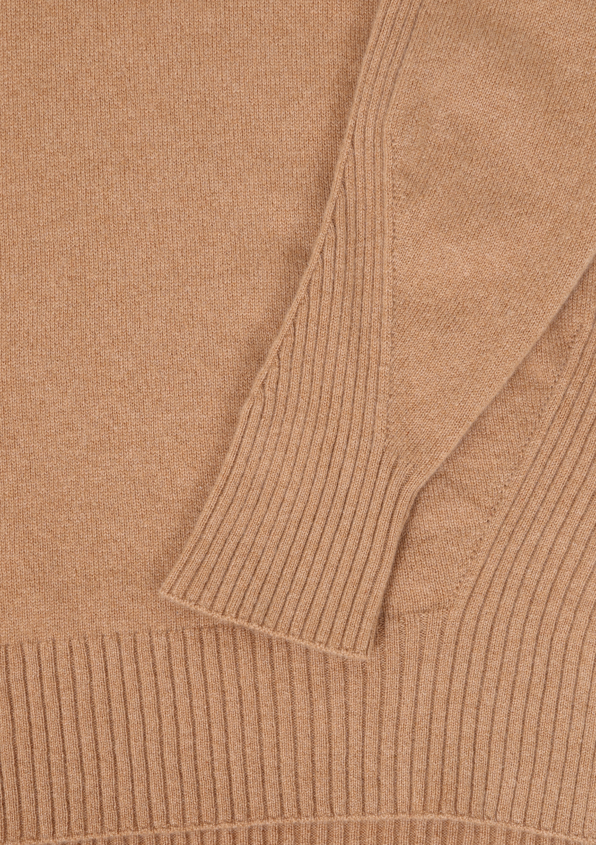Chevron Detail Relaxed Polo Neck Sweater in Praline