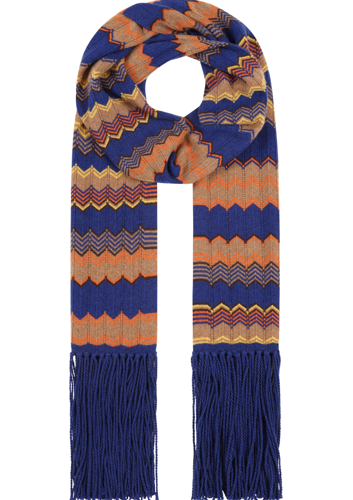 Chevron Stitch Scarf in Blue & Orange Mix