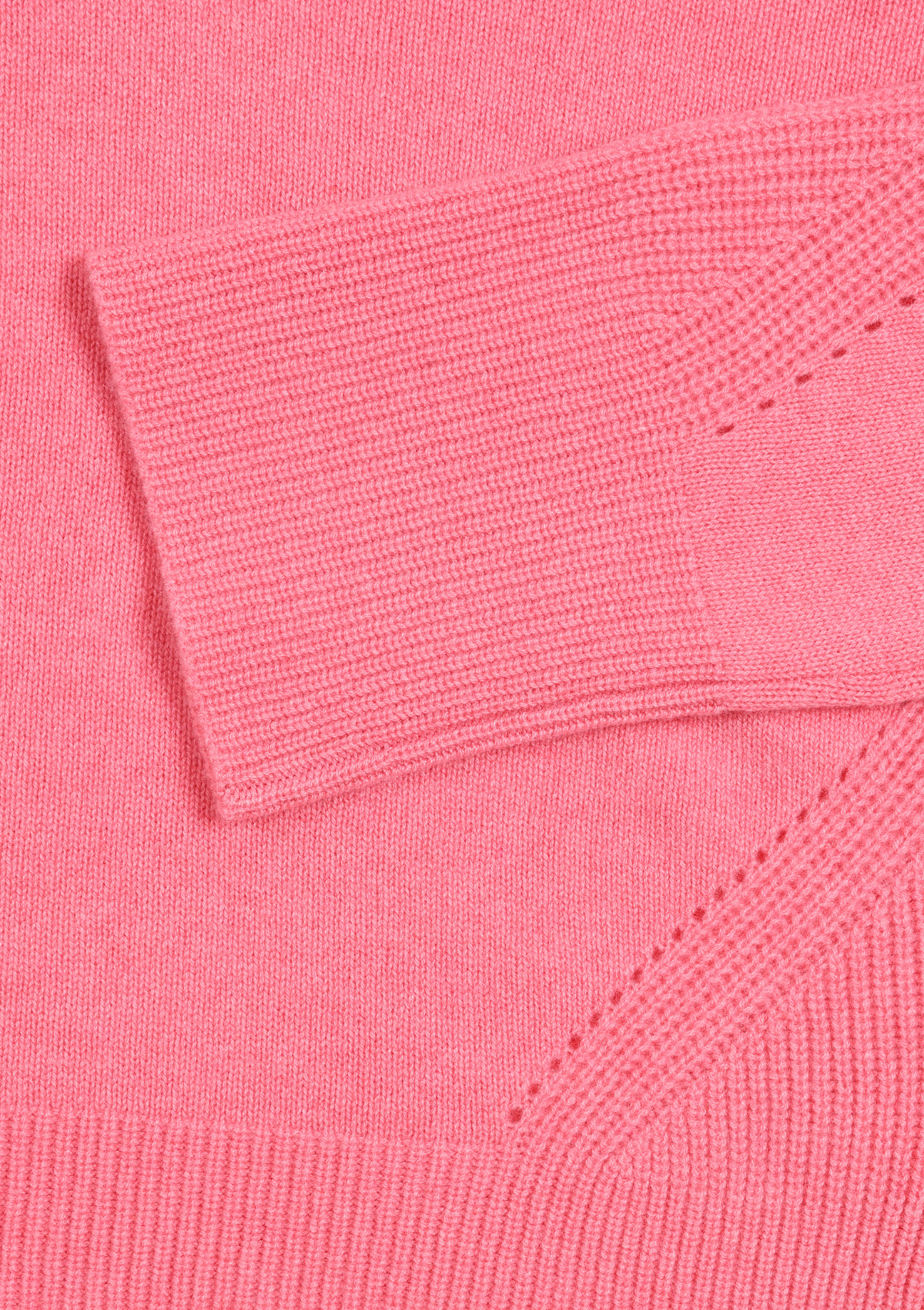 Ribbed Detail Lofty Crew Sweatshirt in Strawberry Pink