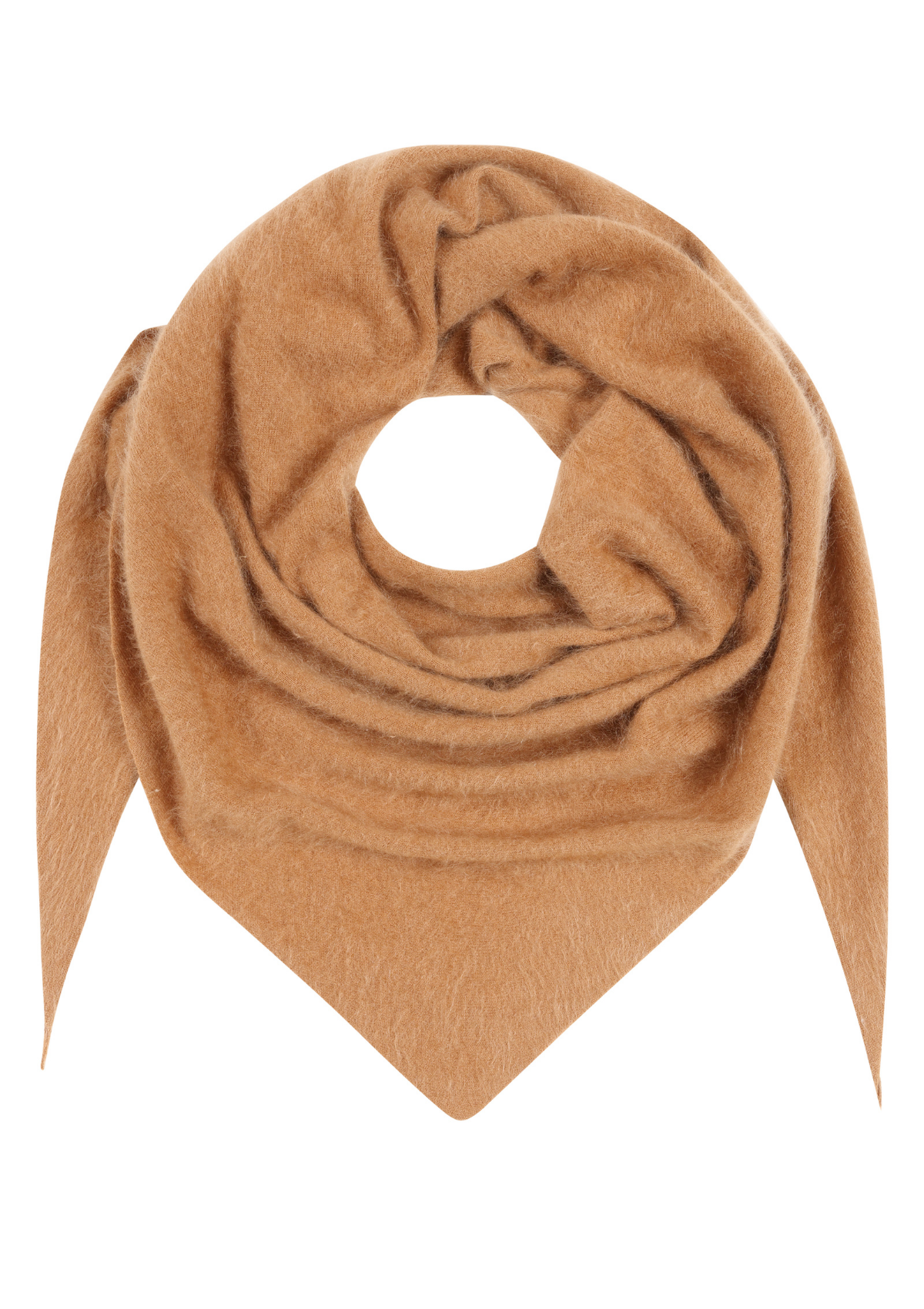 Brushed Triangle Cashmere Scarf in Earth Brown