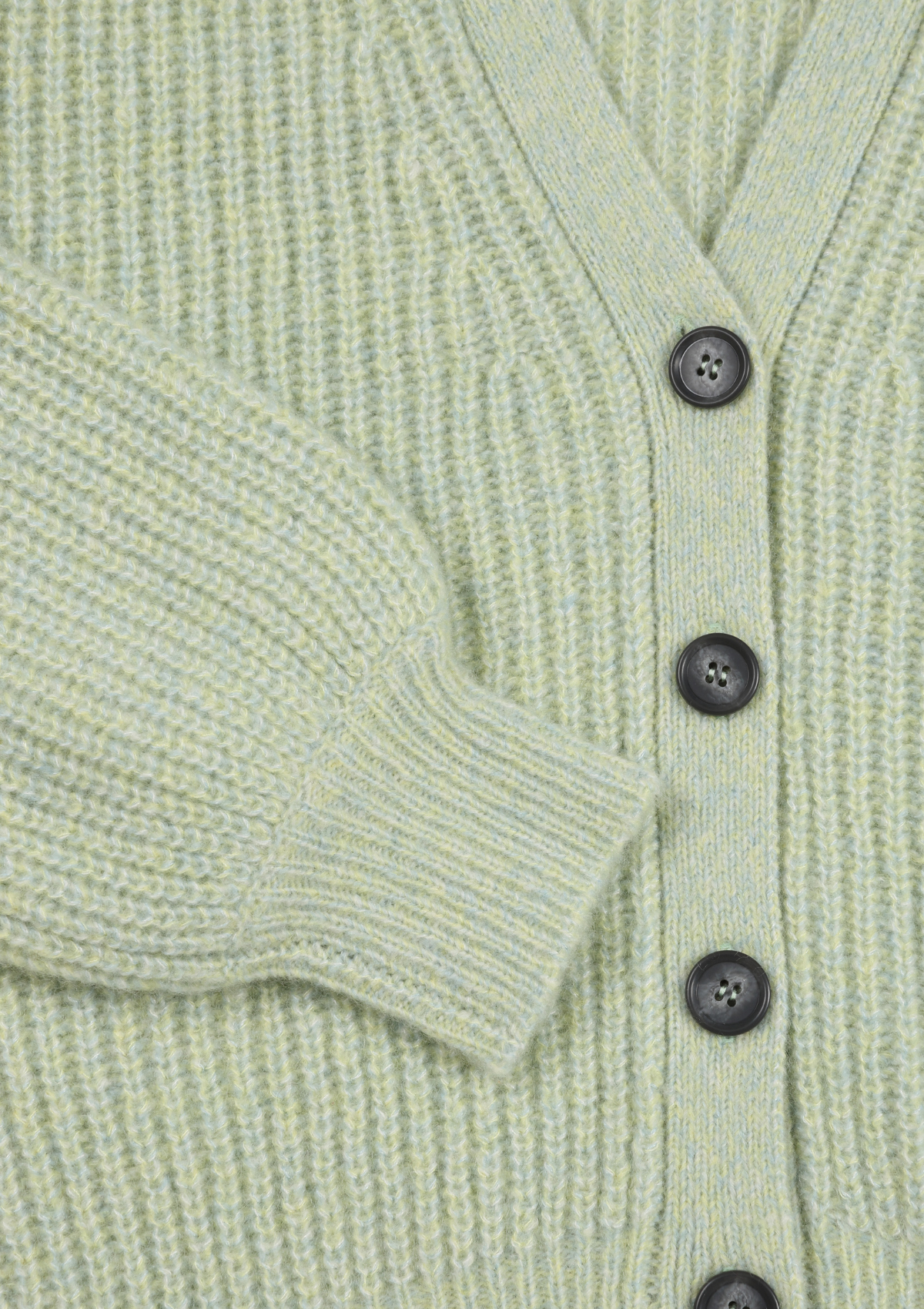 Silk & Cashmere Frilled Cardigan in Tannin Green