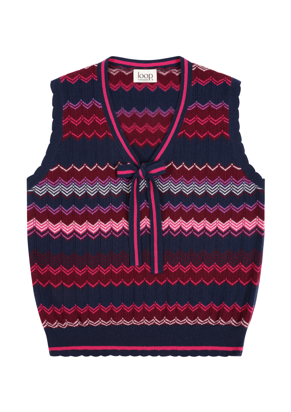 Chevron Stitch Tank in Pink & Navy Mix