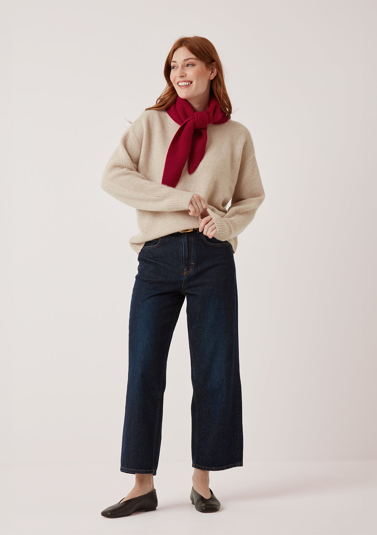 Cashmere Triangle Scarf in Garnet Red