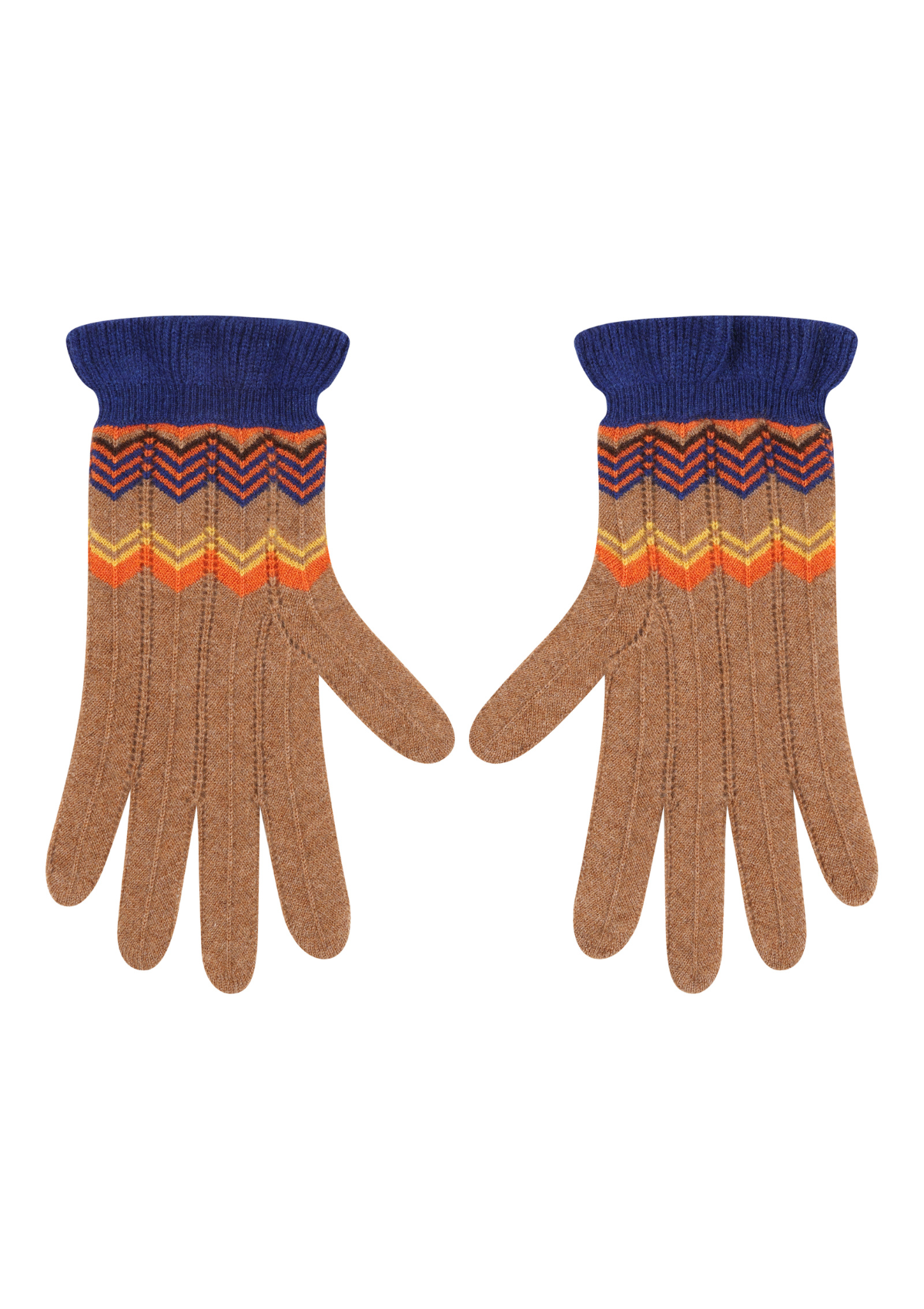 Chevron Stitch Glove in Blue & Orange Mix