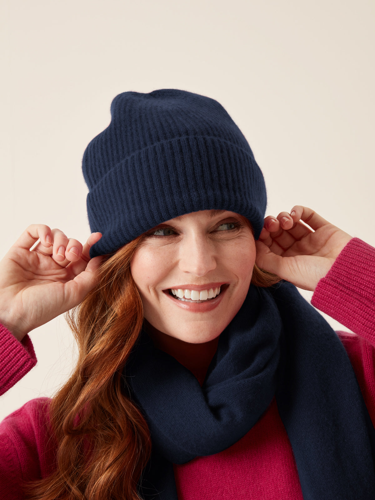 New Cashmere Beanie in Midnight Blue