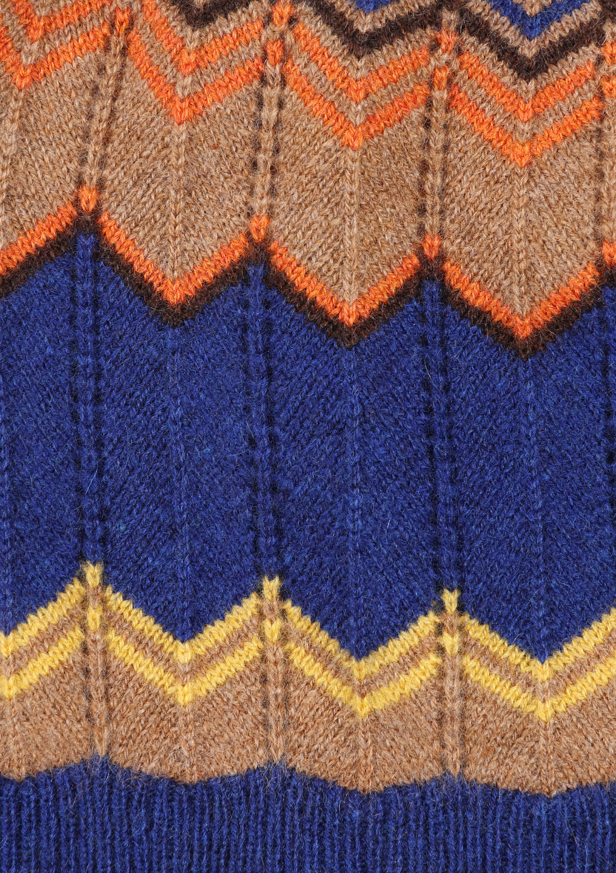 Chevron Stitch Hat in Blue & Orange Mix