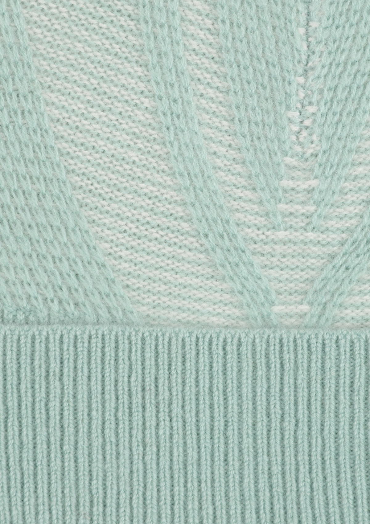 Textured Chevron Hat in Seafoam Green & Snow White