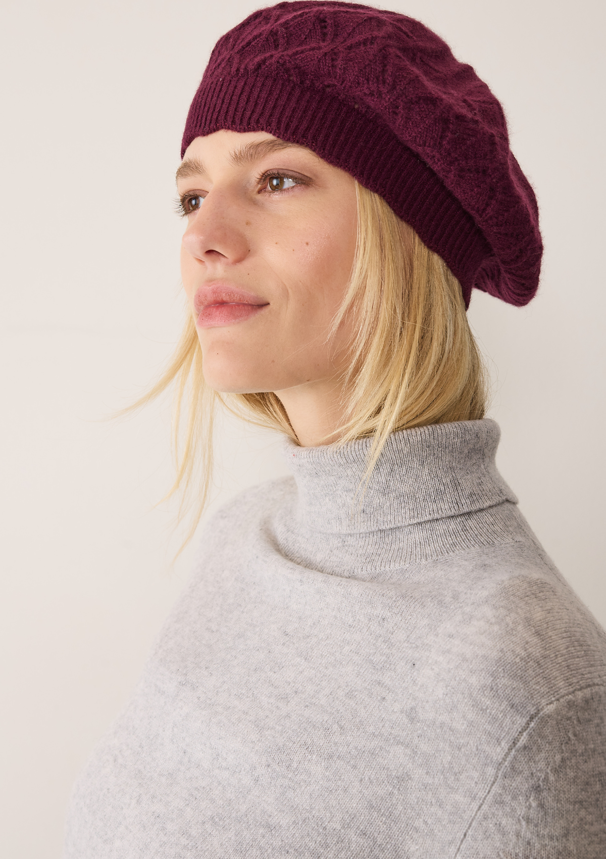 Pointelle Beret in Bordeaux Burgundy