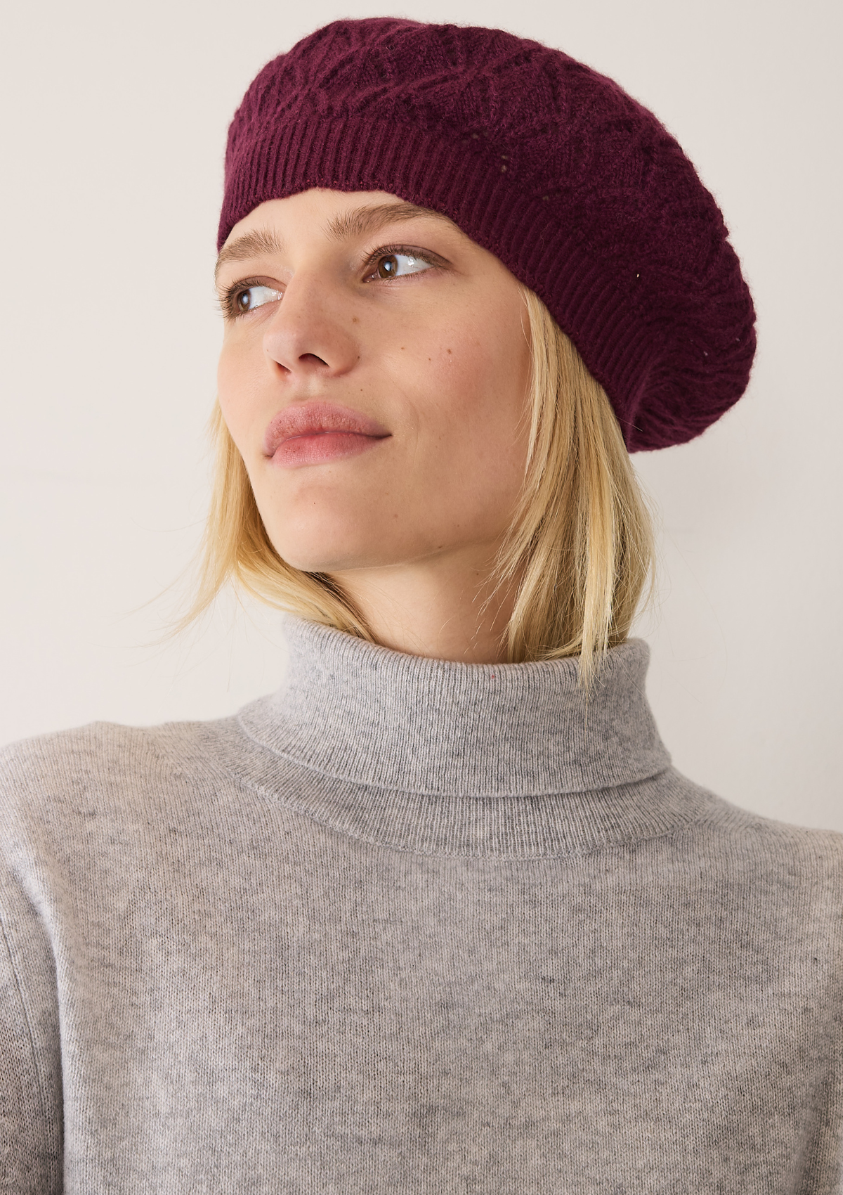 Pointelle Beret in Bordeaux Burgundy