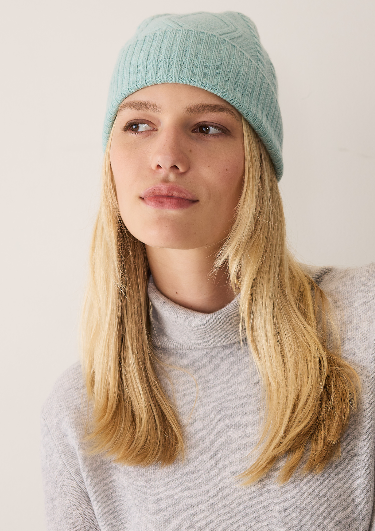 Cabled Hat in Seafoam Green