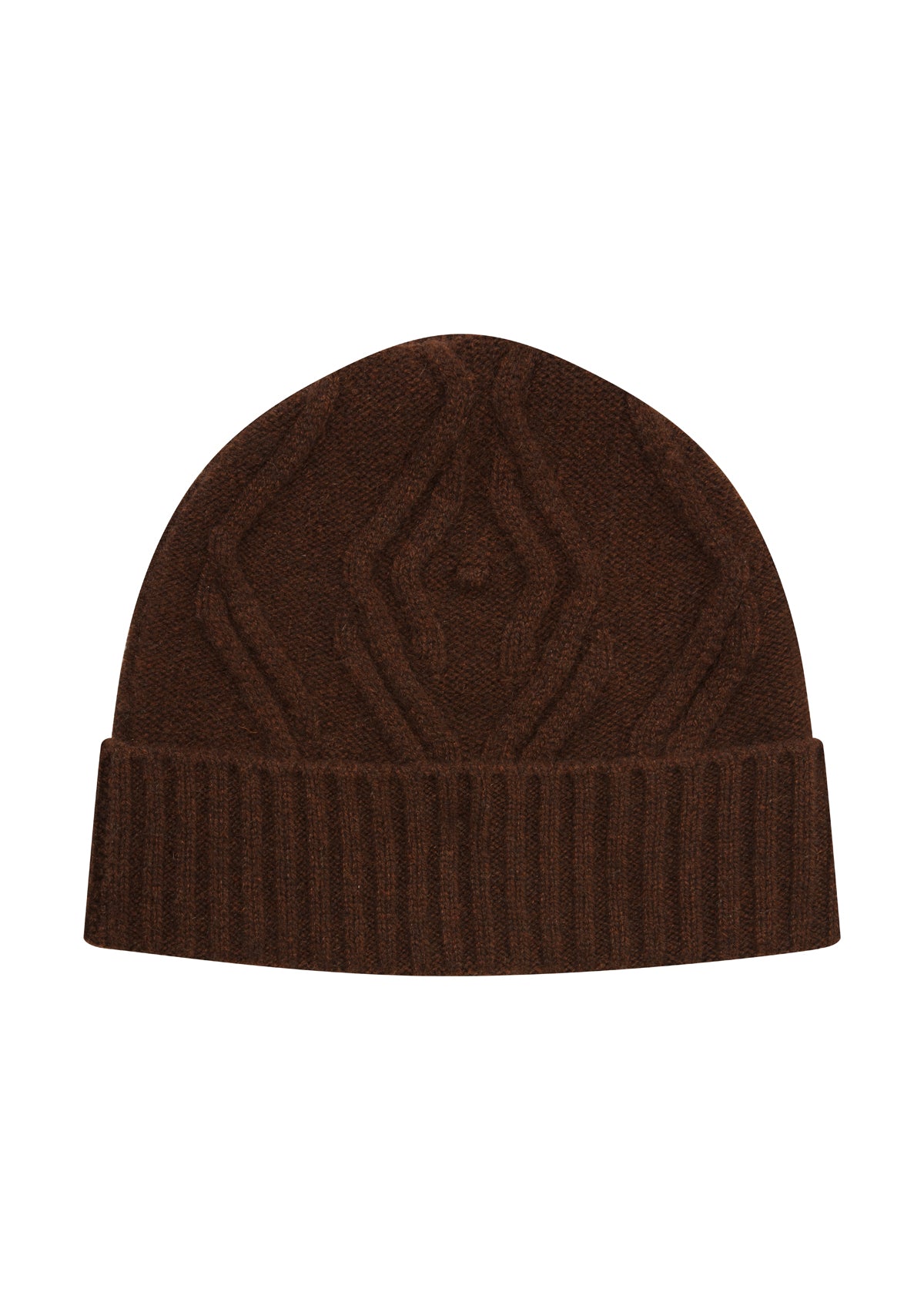 Cable Beanie in Americano Brown