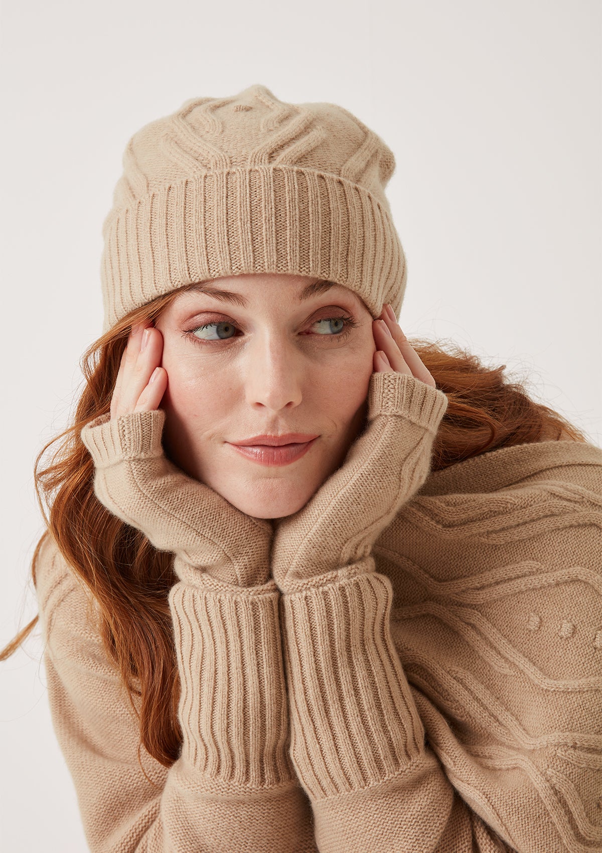 Cable Beanie in Chanterelle