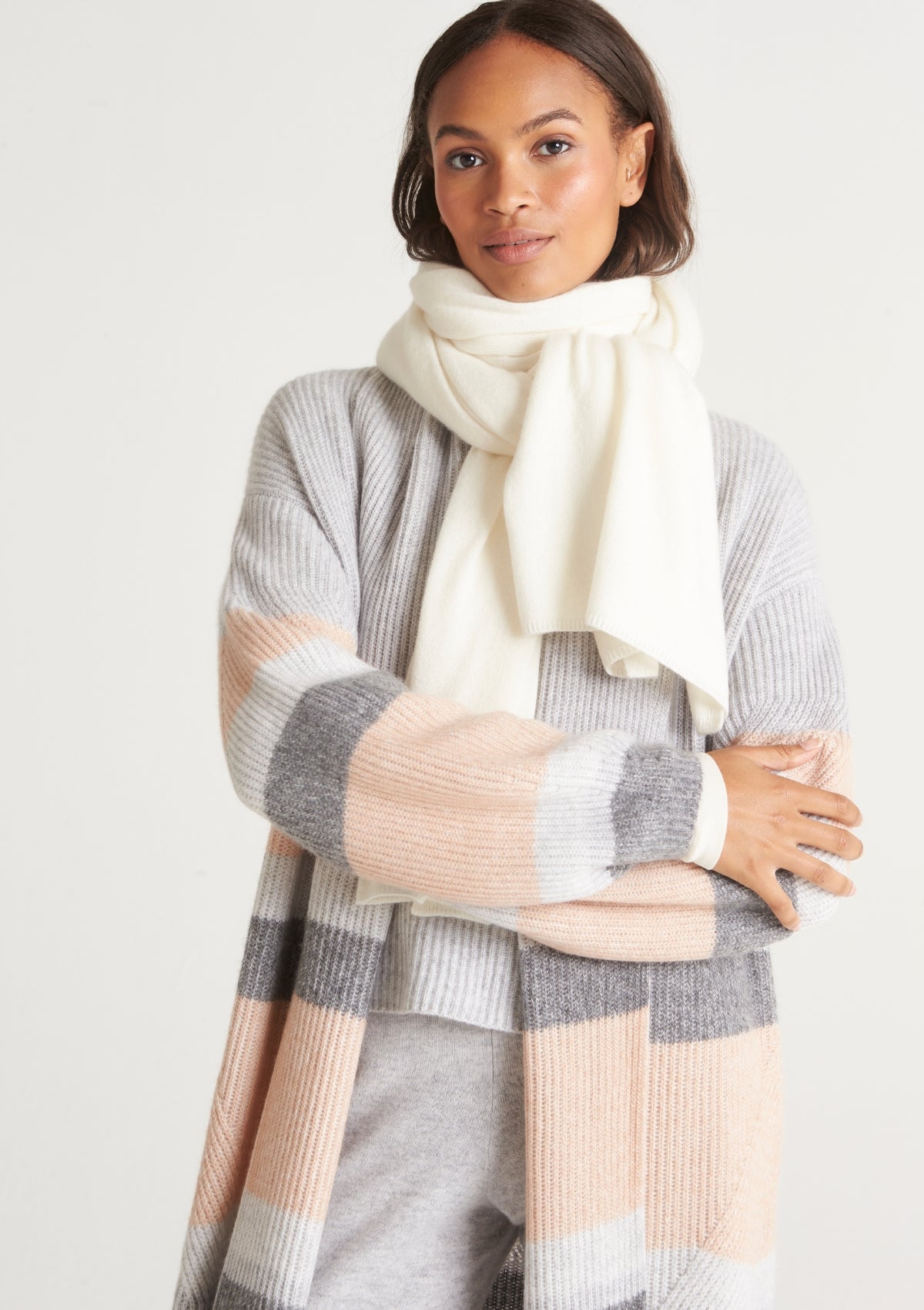 Cashmere Lofty Blanket Scarf in Snow
