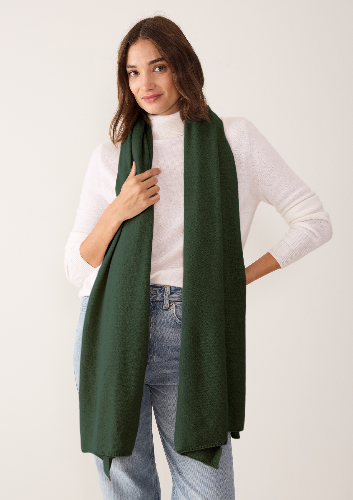 Cashmere Lofty Blanket Scarf in Rifle Green
