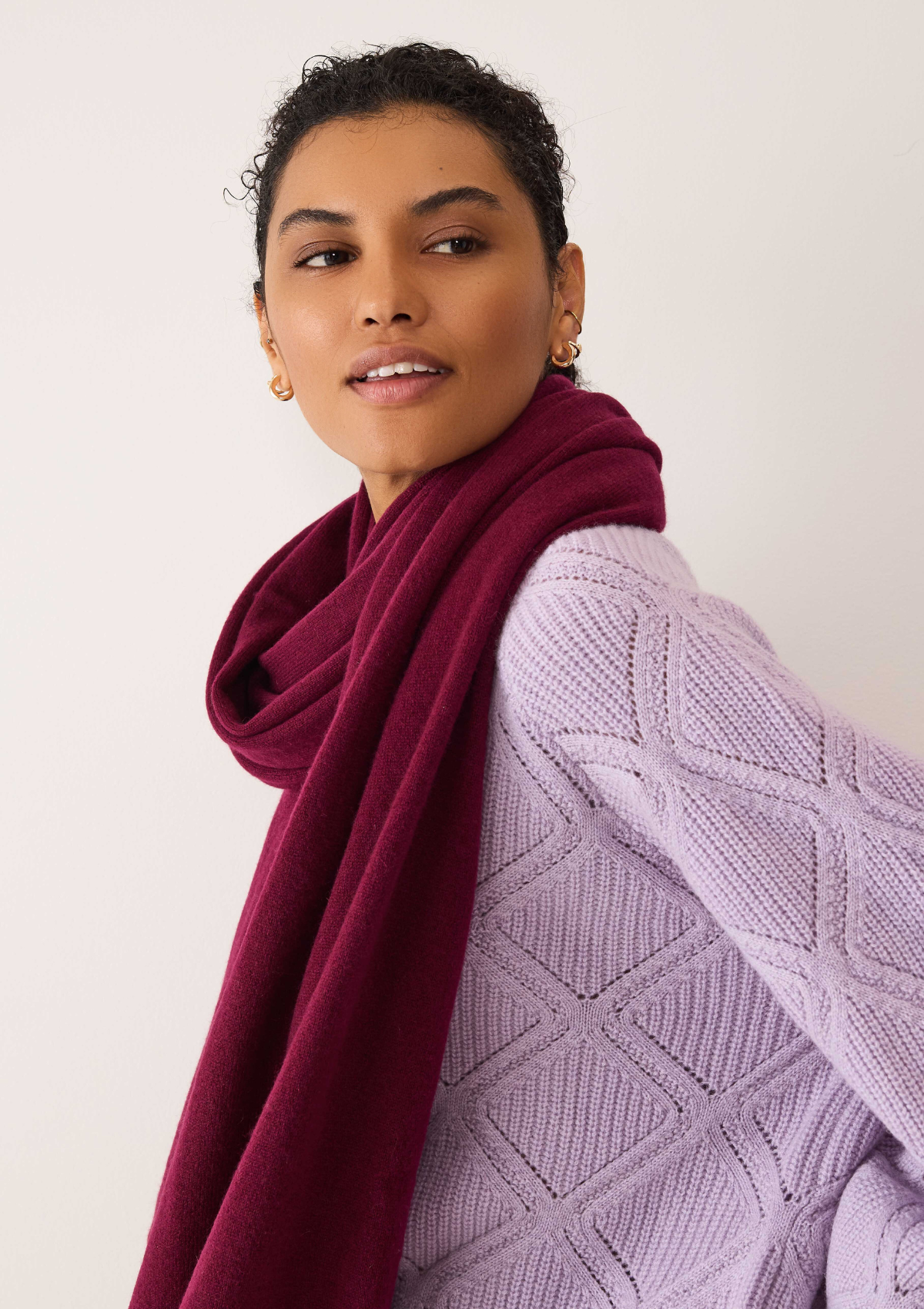 Cashmere Lofty Blanket Scarf in Barolo Red