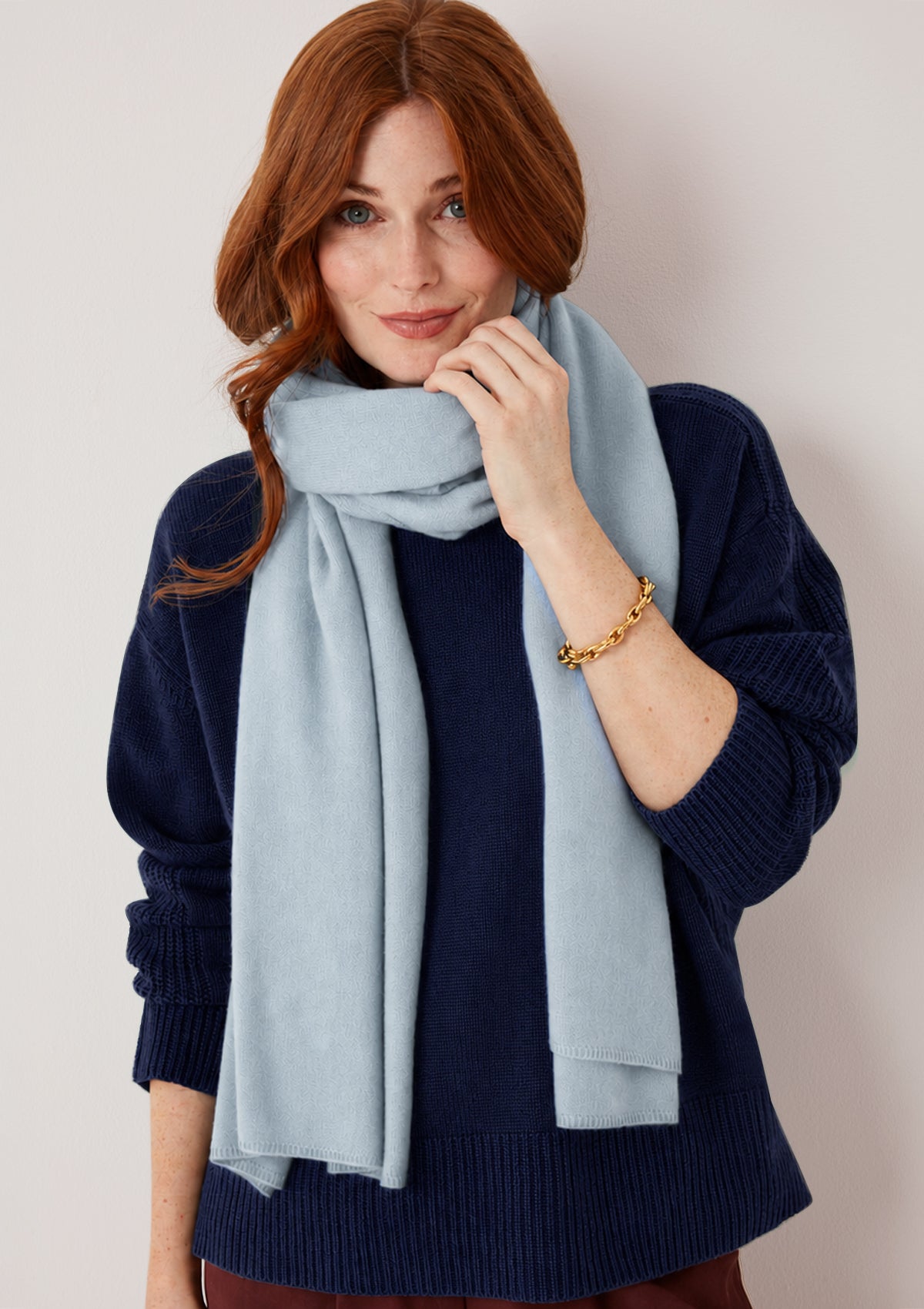 Cashmere Lofty Blanket Scarf in Whisper Blue
