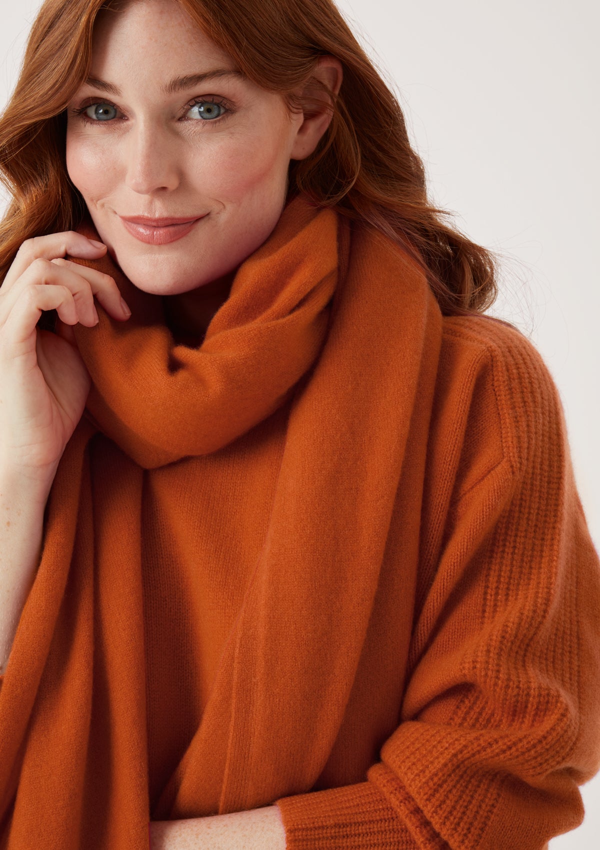 Cashmere Lofty Blanket Scarf in Marmalade Orange