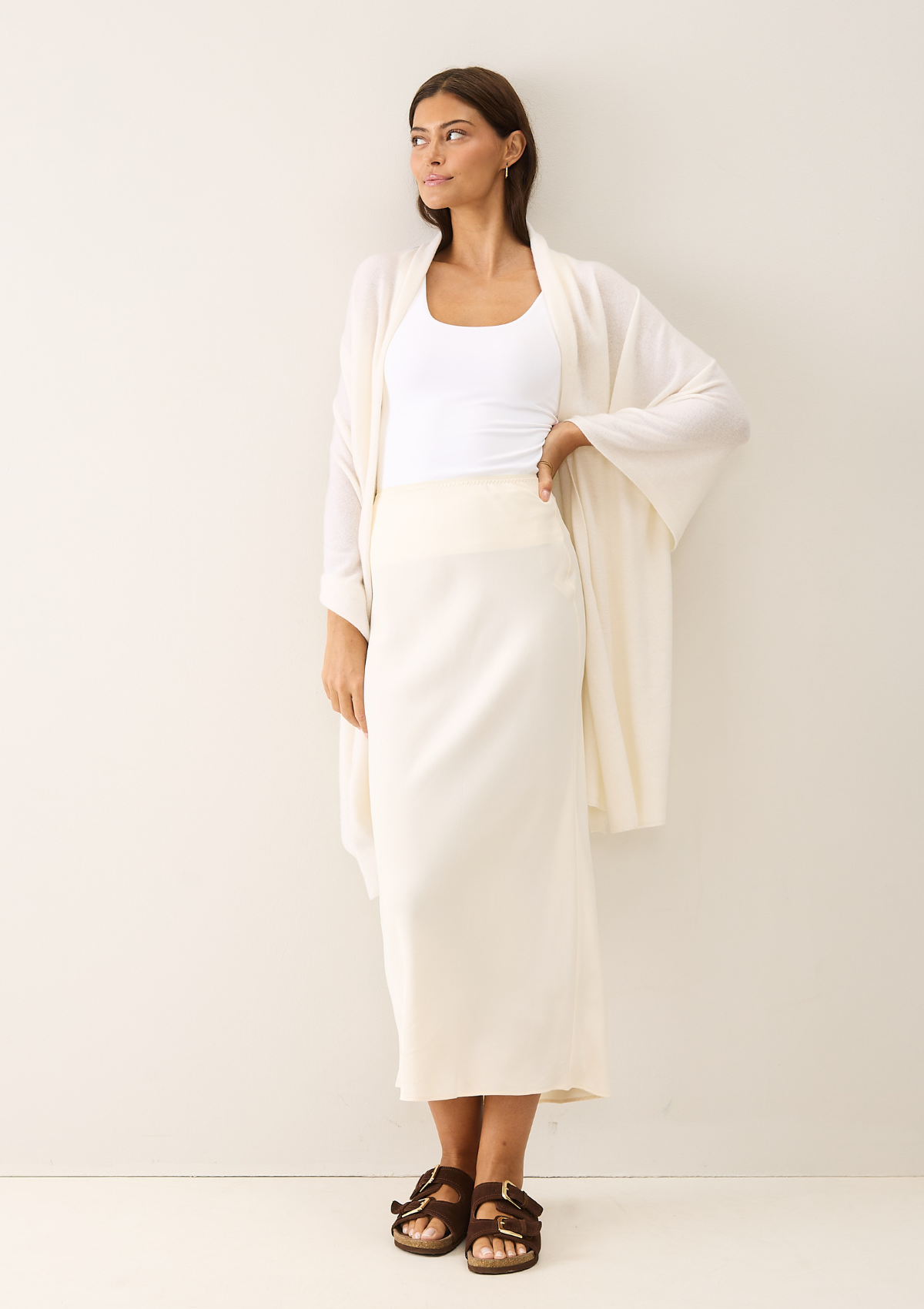 Cashmere Lofty Blanket Scarf in Snow White