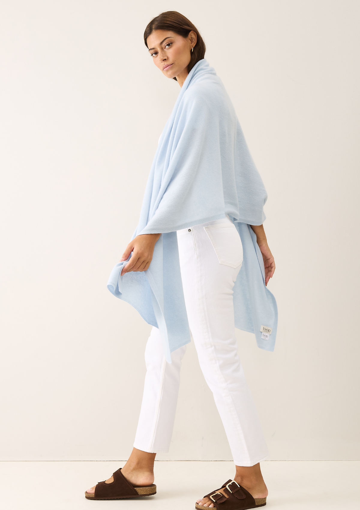 Cashmere Lofty Blanket Scarf in Whisper Blue
